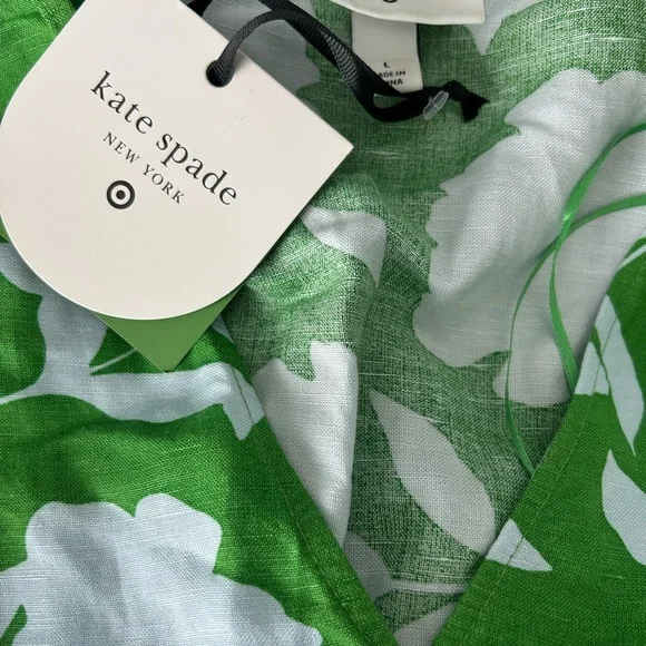 kate spade Green and Light Blue Floral Long Sleeve Midi Dress - Picture 7 of 9